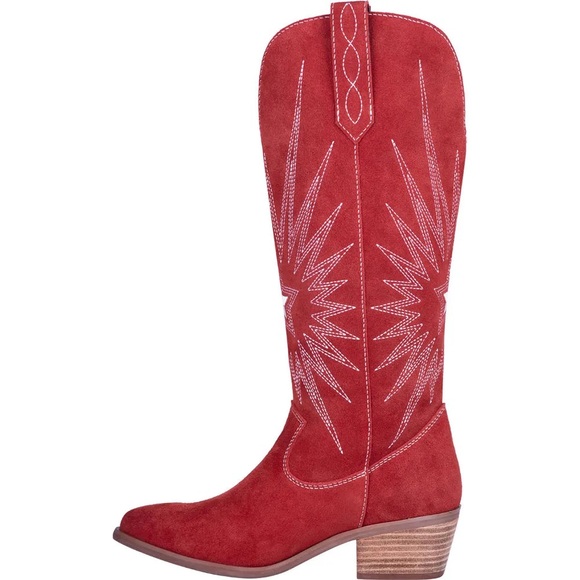 Red Suede Cowboy Boots - Picture 2 of 6